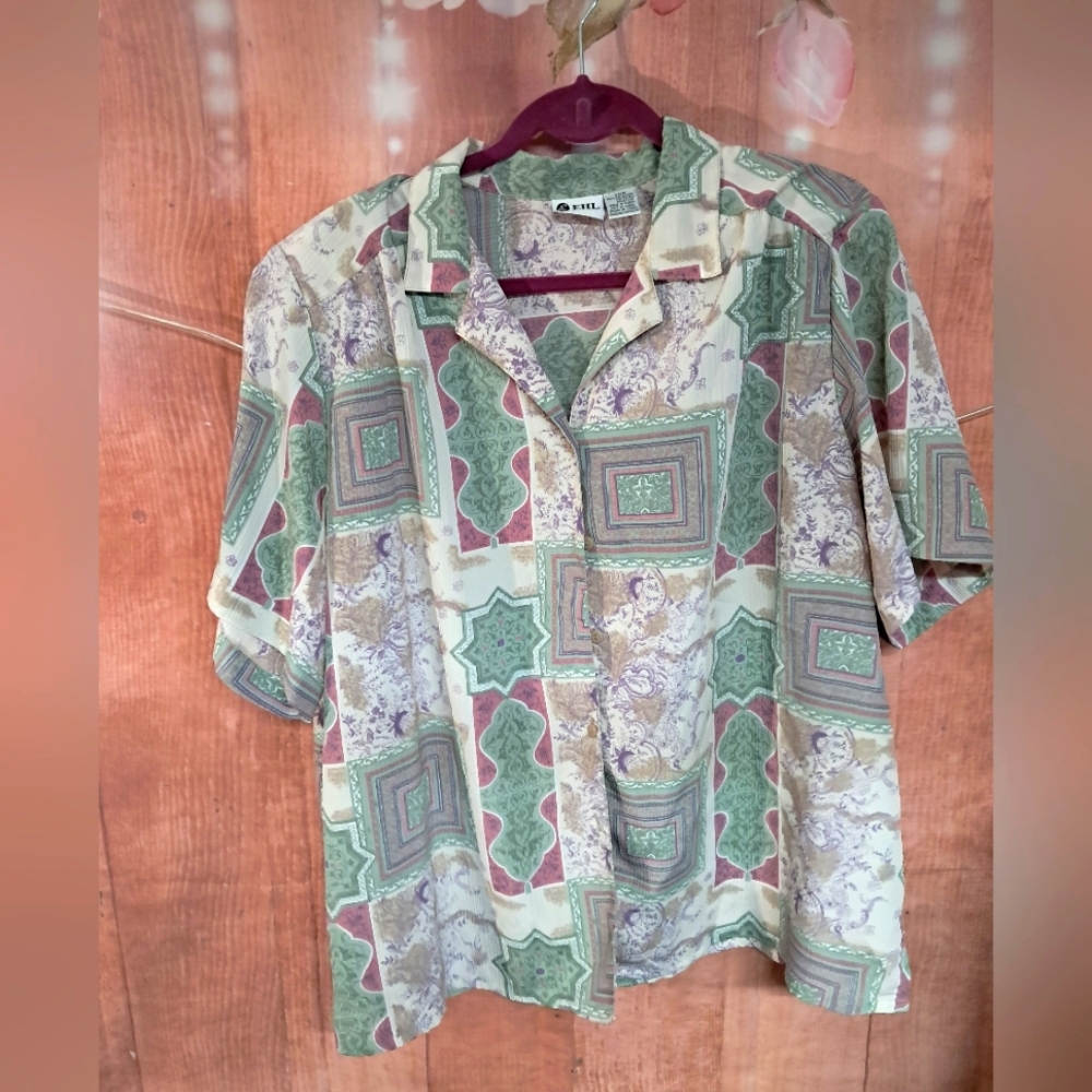 Vintage EHL button-down blouse size 20W